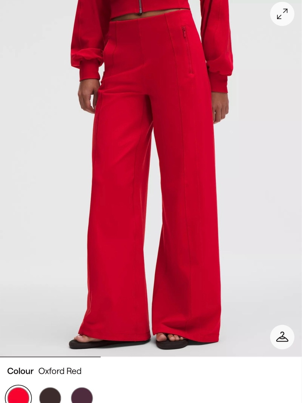 Wide-Leg High-Rise Pants in Oxford Red